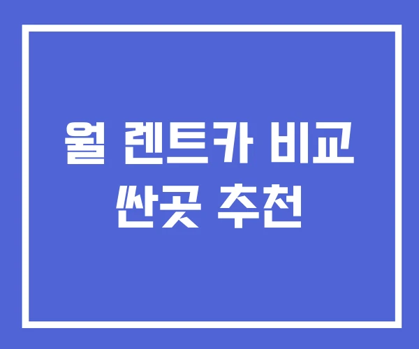 월 렌트카 비교 싼곳 추천 월 렌트카 비교 싼곳 추천