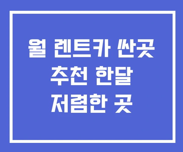 월 렌트카 싼곳 추천 한달 저렴한 곳