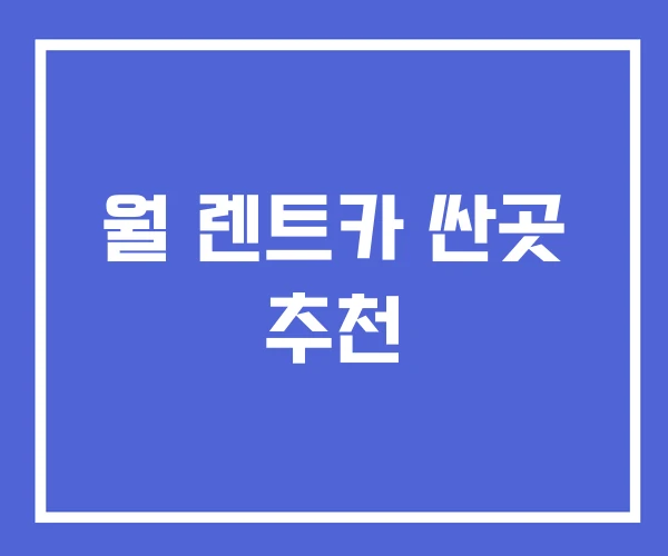월 렌트카 싼곳 추천
