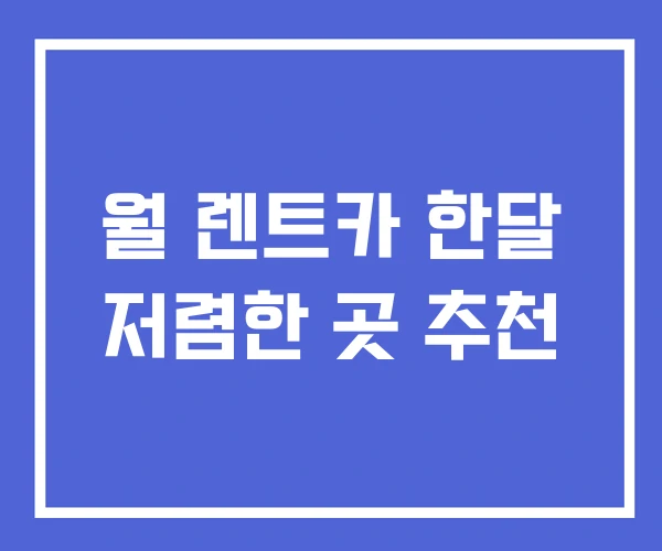 월 렌트카 한달 저렴한 곳 추천 월 렌트카 한달 저렴한 곳 추천