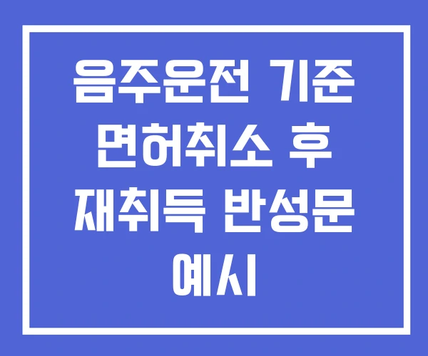 음주운전 기준 면허취소 후 재취득 반성문 예시