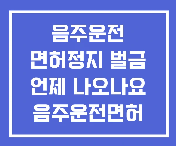 음주운전 면허정지 벌금 언제 나오나요 음주운전면허 정지 기준