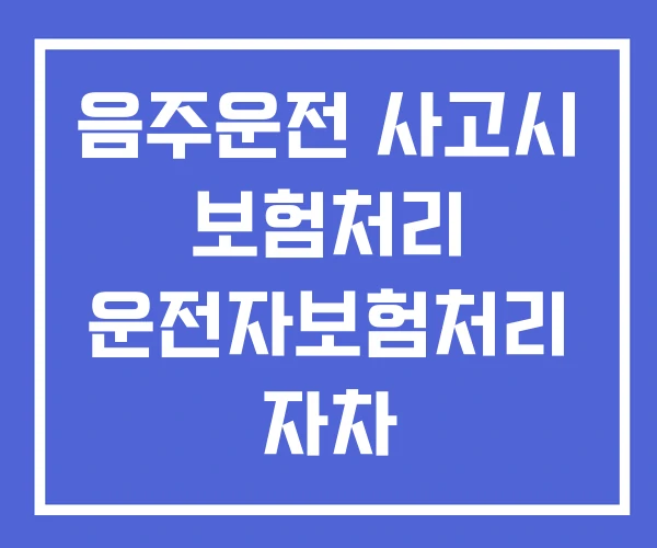 음주운전 사고시 보험처리 운전자보험처리 자차