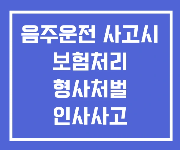 음주운전 사고시 보험처리 형사처벌 인사사고