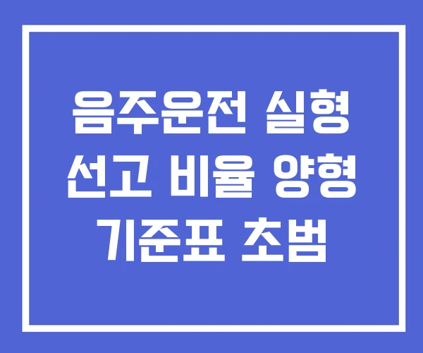 음주운전 실형 선고 비율 양형 기준표 초범