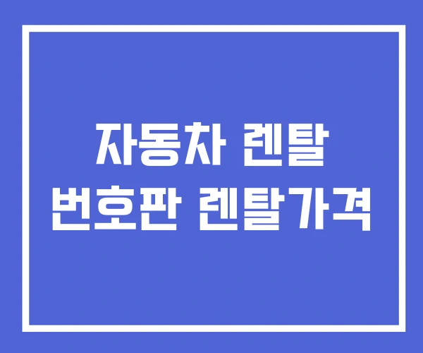 자동차 렌탈 번호판 렌탈가격