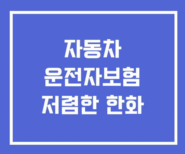 자동차 운전자보험 저렴한 한화 자동차 운전자보험 저렴한 한화