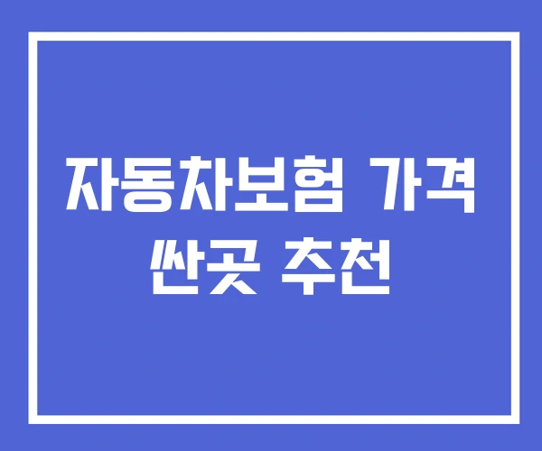자동차보험 가격 싼곳 추천