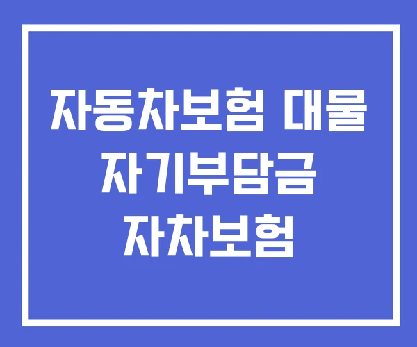 자동차보험 대물 자기부담금 자차보험