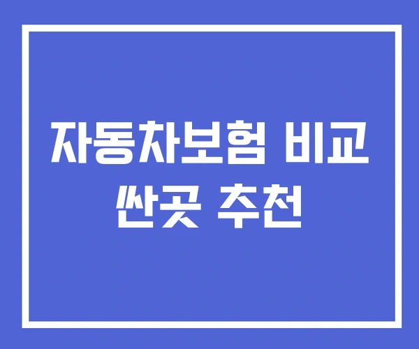 자동차보험 비교 싼곳 추천