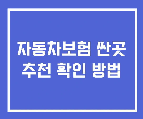 자동차보험 싼곳 추천 확인 방법