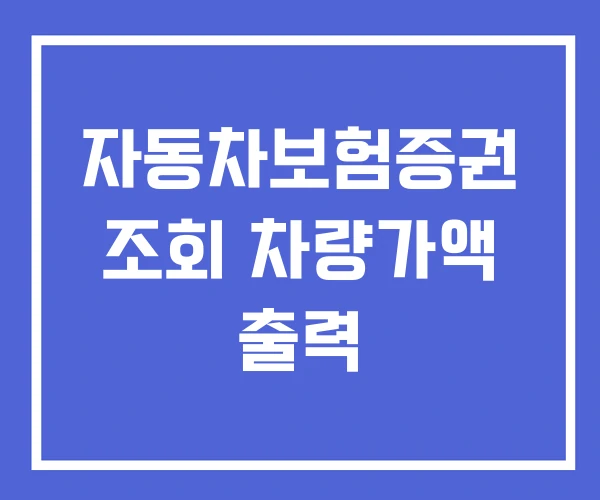 자동차보험증권 조회 차량가액 출력 자동차보험증권 조회 차량가액 출력