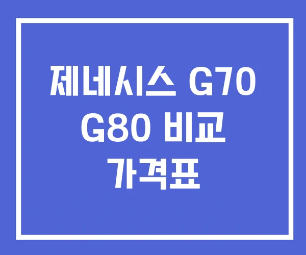 제네시스 G70 G80 비교 가격표
