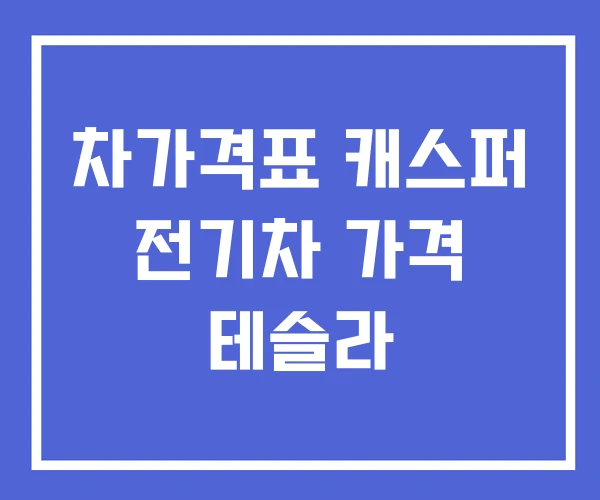 차가격표 캐스퍼 전기차 가격 테슬라