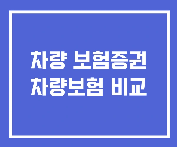 차량 보험증권 차량보험 비교