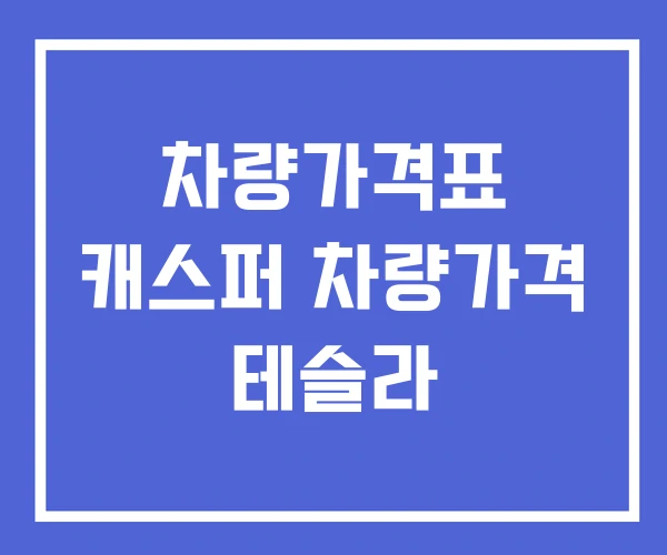 차량가격표 캐스퍼 차량가격 테슬라 차량가격표 캐스퍼 차량가격 테슬라