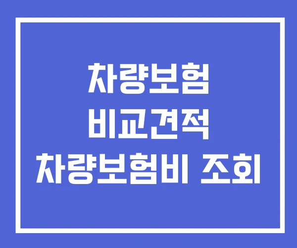차량보험 비교견적 차량보험비 조회