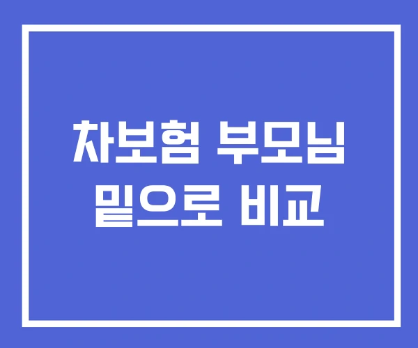 차보험 부모님 밑으로 비교