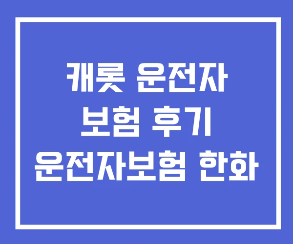 캐롯 운전자 보험 후기 운전자보험 한화