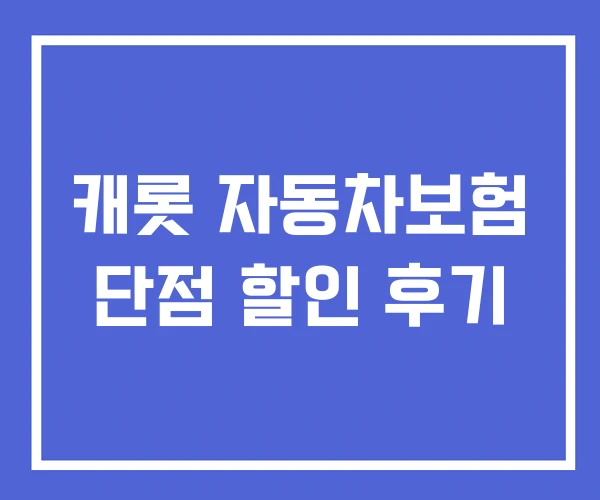 캐롯 자동차보험 단점 할인 후기