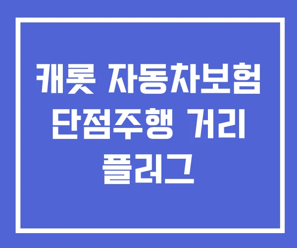 캐롯 자동차보험 단점주행 거리 플러그