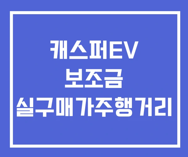 캐스퍼EV 보조금 실구매가주행거리