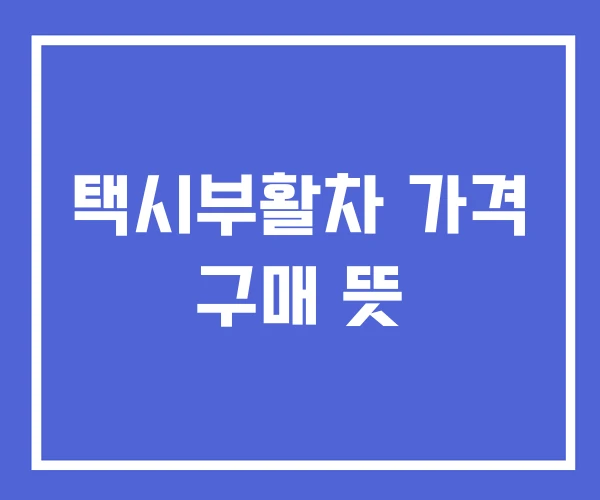 택시부활차 가격 구매 뜻