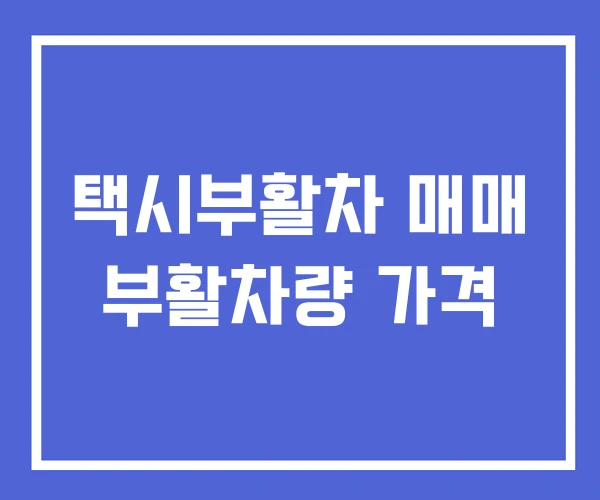 택시부활차 매매 부활차량 가격