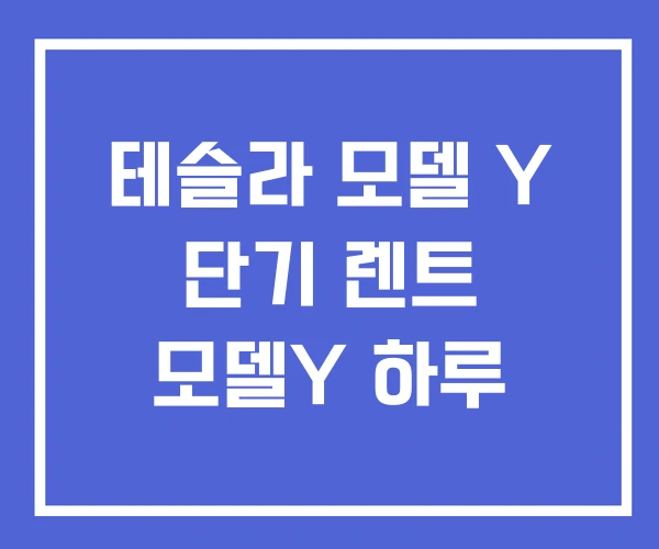 테슬라 모델 Y 단기 렌트 모델Y 하루