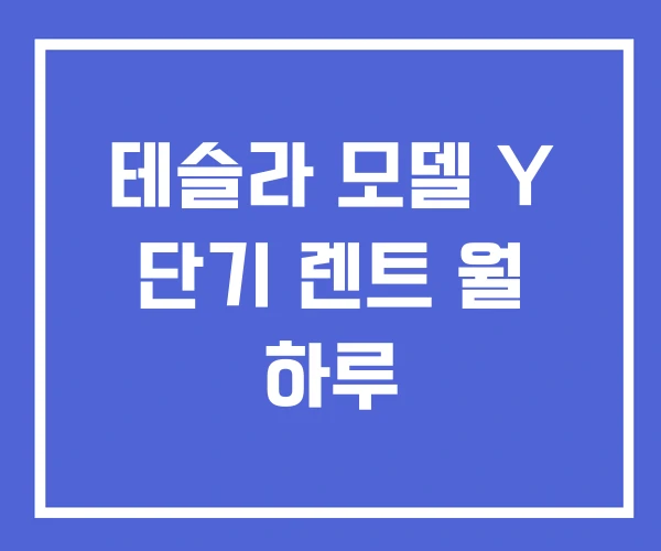 테슬라 모델 Y 단기 렌트 월 하루 테슬라 모델 Y 단기 렌트 월 하루