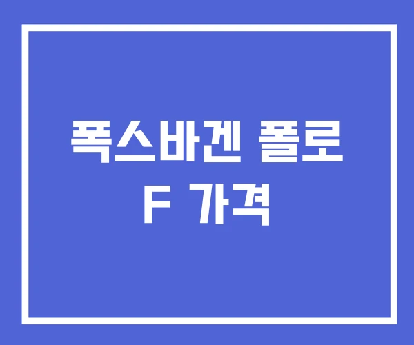 폭스바겐 폴로 F 가격