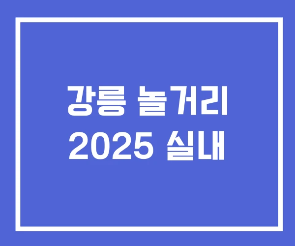 강릉 놀거리 2025 실내
