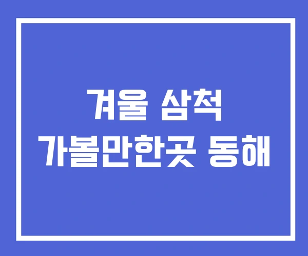 겨울 삼척 가볼만한곳 동해