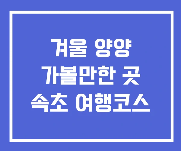 겨울 양양 가볼만한 곳 속초 여행코스
