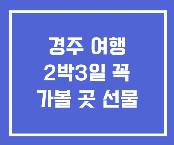 경주 여행 2박3일 꼭 가볼 곳 선물