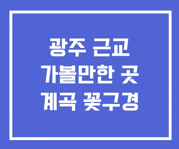 광주 근교 가볼만한 곳 계곡 꽃구경