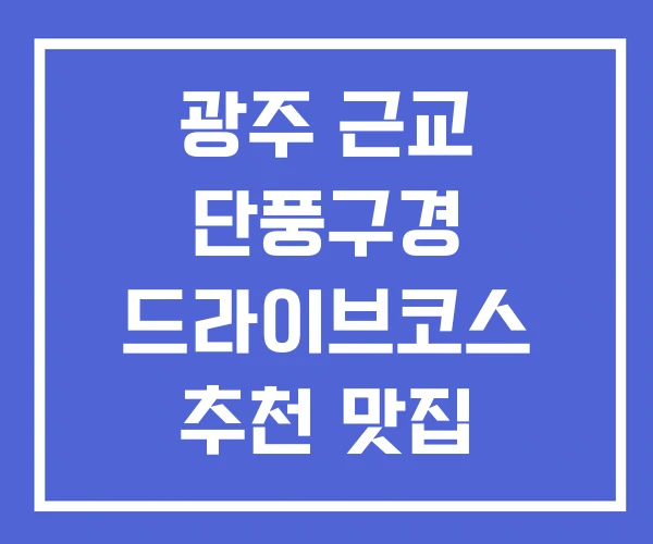 광주 근교 단풍구경 드라이브코스 추천 맛집