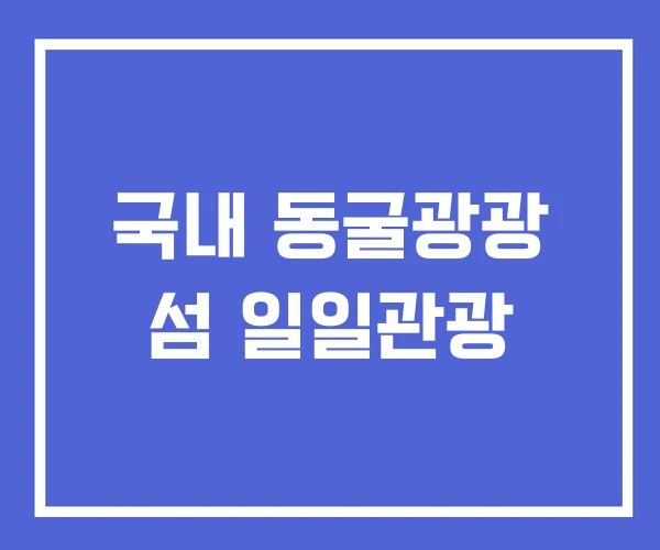 국내 동굴광광 섬 일일관광