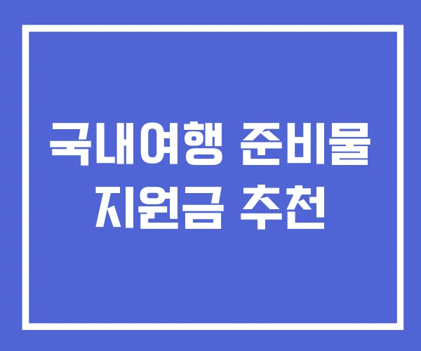 국내여행 준비물 지원금 추천