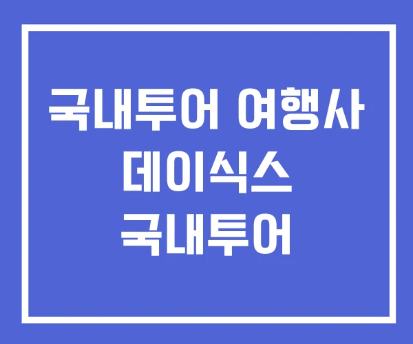 국내투어 여행사 데이식스 국내투어