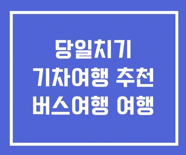 당일치기 기차여행 추천 버스여행 여행