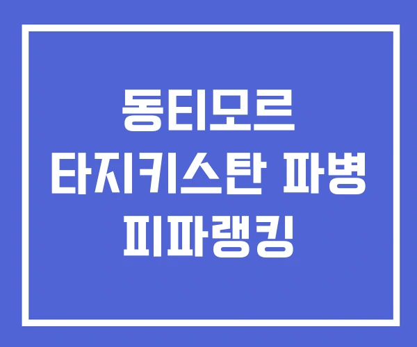 동티모르 타지키스탄 파병 피파랭킹