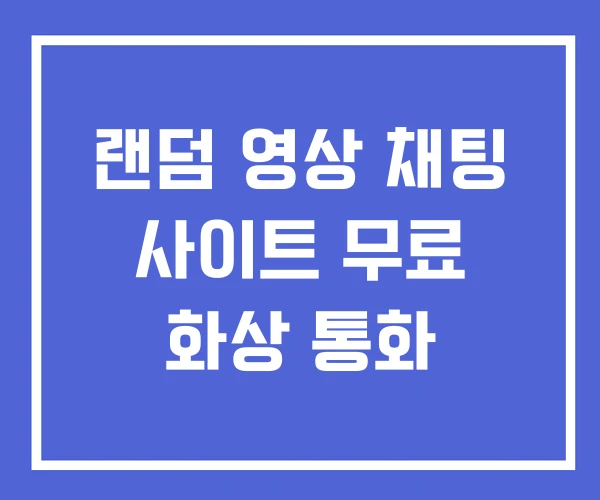 랜덤 영상 채팅 사이트 무료 화상 통화