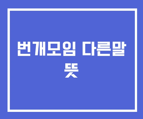 번개모임 다른말 뜻