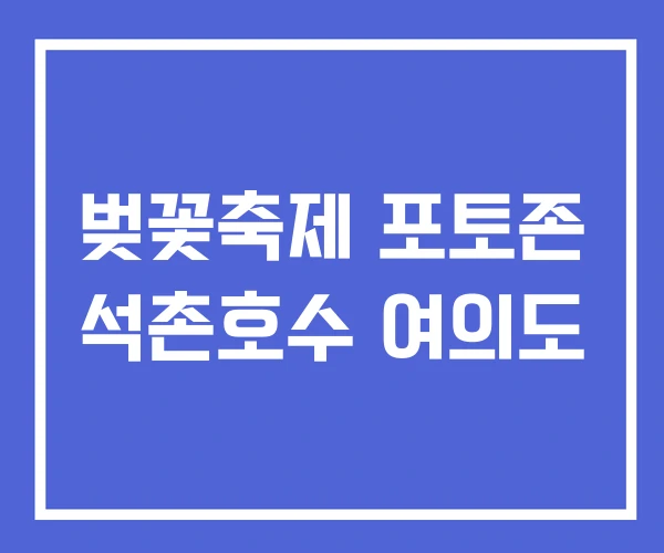 벚꽃축제 포토존 석촌호수 여의도