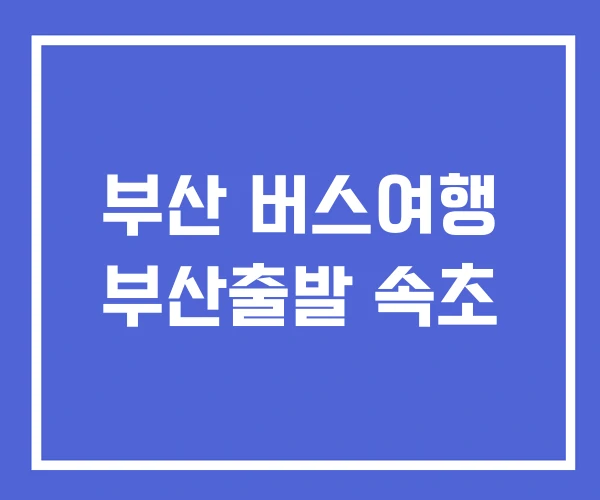 부산 버스여행 부산출발 속초