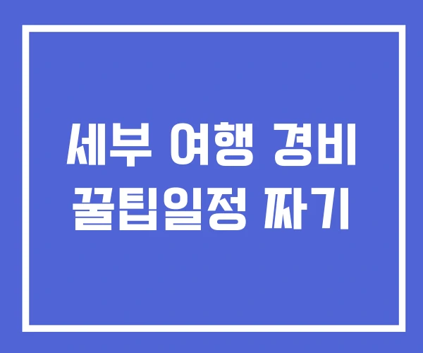 세부 여행 경비 꿀팁일정 짜기 세부 여행 경비 꿀팁일정 짜기
