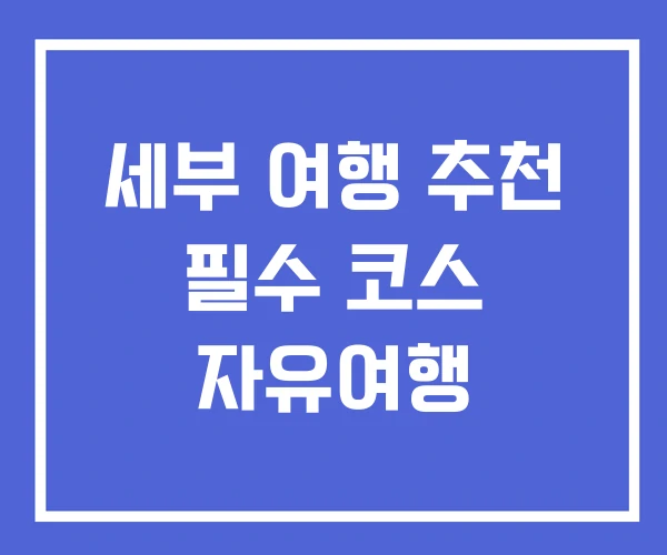 세부 여행 추천 필수 코스 자유여행