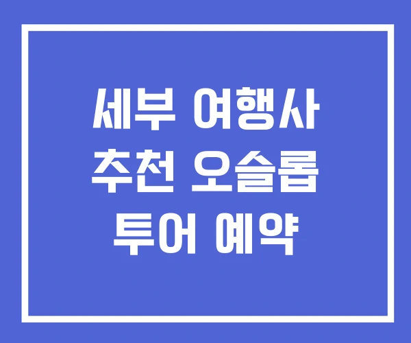 세부 여행사 추천 오슬롭 투어 예약 세부 여행사 추천 오슬롭 투어 예약
