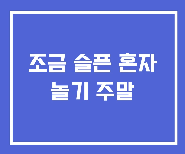 조금 슬픈 혼자 놀기 주말 조금 슬픈 혼자 놀기 주말